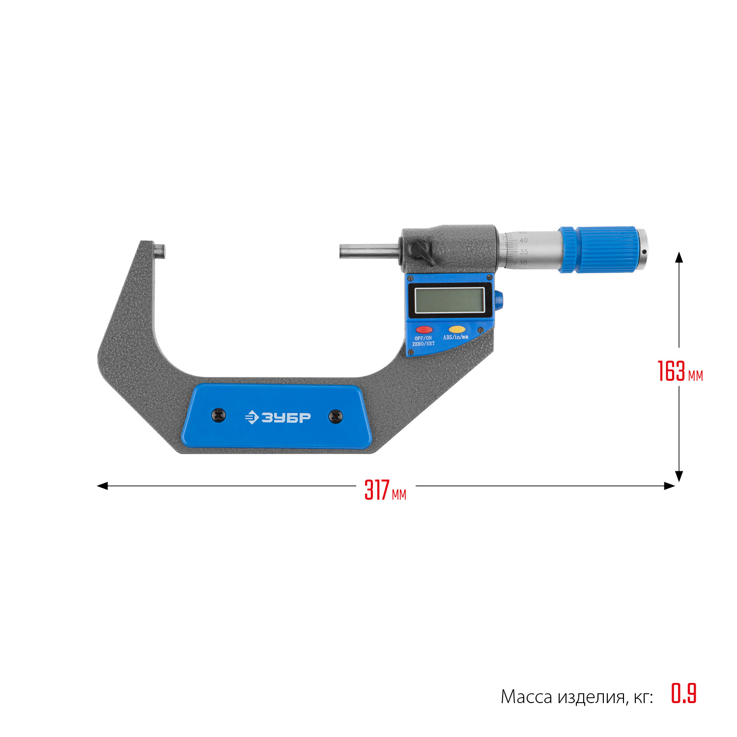 ЗУБР МКЦ 100, 75 - 100 мм, гладкий цифровой микрометр (34482-100) — фото 5