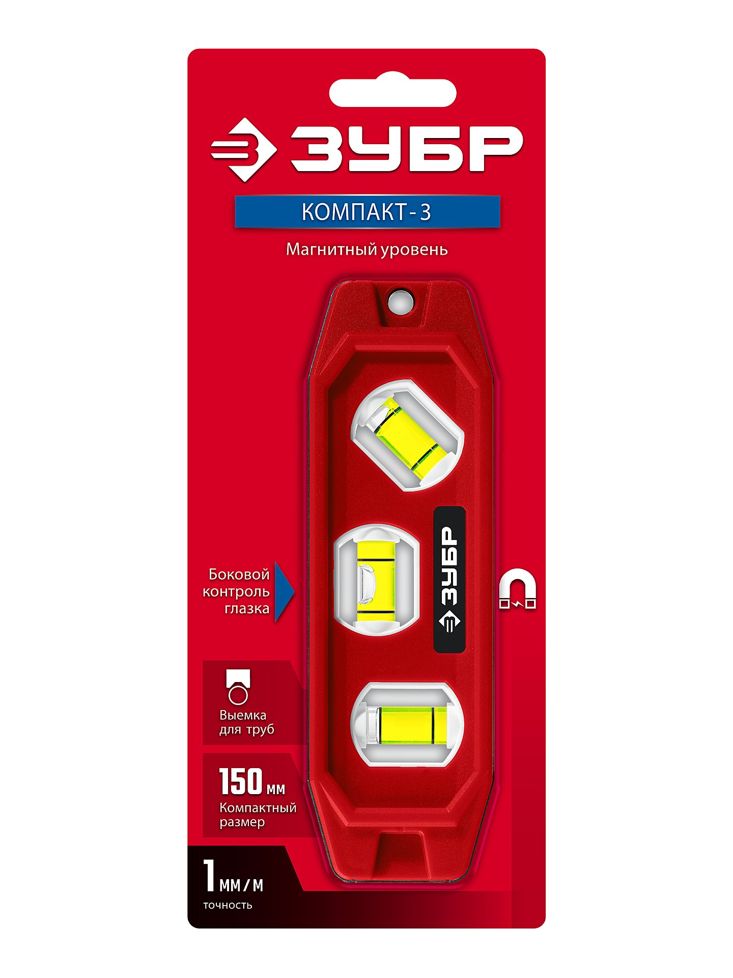 ЗУБР КОМПАКТ-3, 150 мм, пластиковый корпус, компактный магнитный уровень (3452) — фото 5