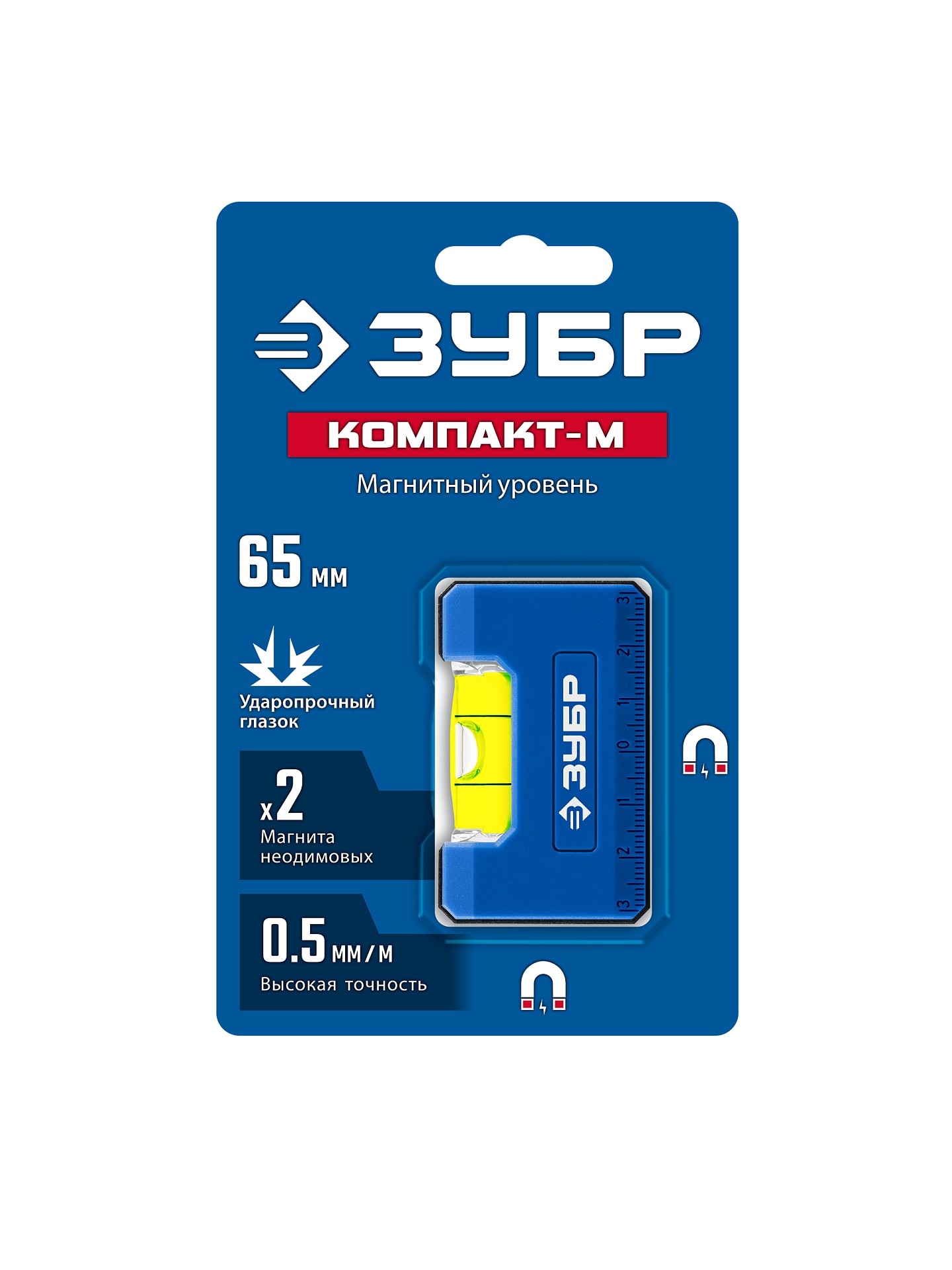 ЗУБР КОМПАКТ - М, 65 мм, магнитный компактный уровень, Профессионал (34550) — фото 5
