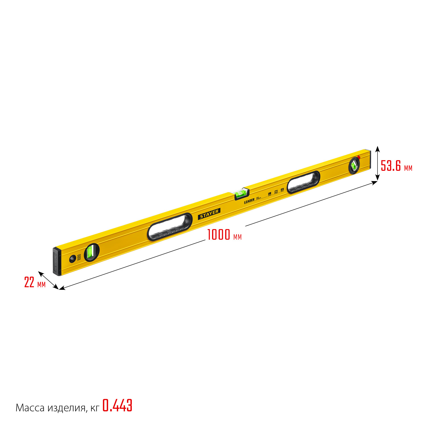 STAYER LEADER, 1000 мм, усиленный профиль, уровень с поворотным глазком (3466-100) — фото 9