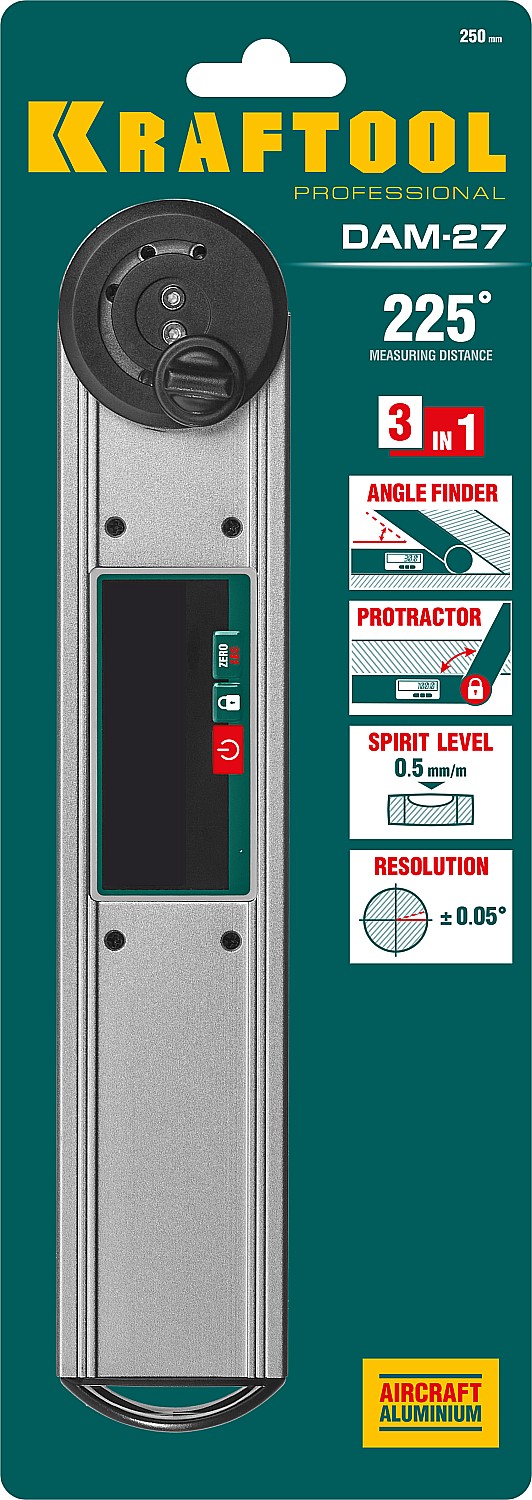 KRAFTOOL DAM-27, 250 мм, электронный угломер (34684) — фото 7