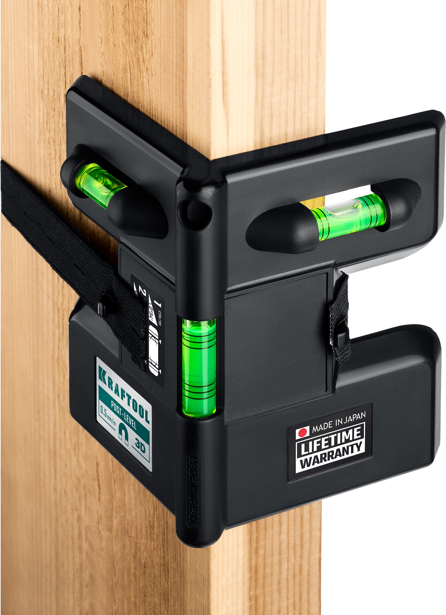 KRAFTOOL POST-LEVEL, 3 глазка, магнитный угловой уровень (34788) — фото 4