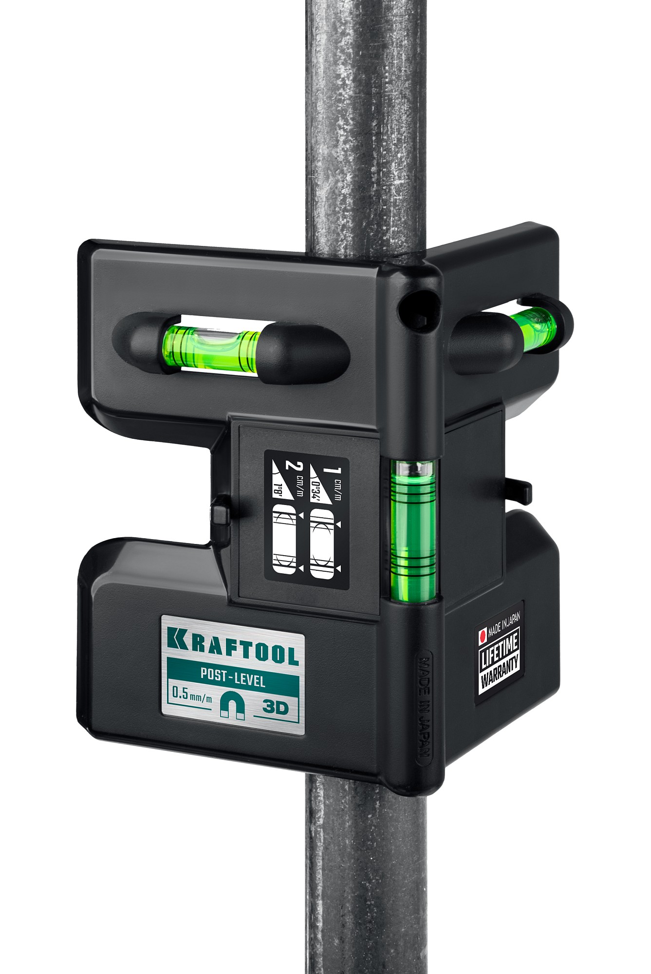 KRAFTOOL POST-LEVEL, 3 глазка, магнитный угловой уровень (34788) — фото 5