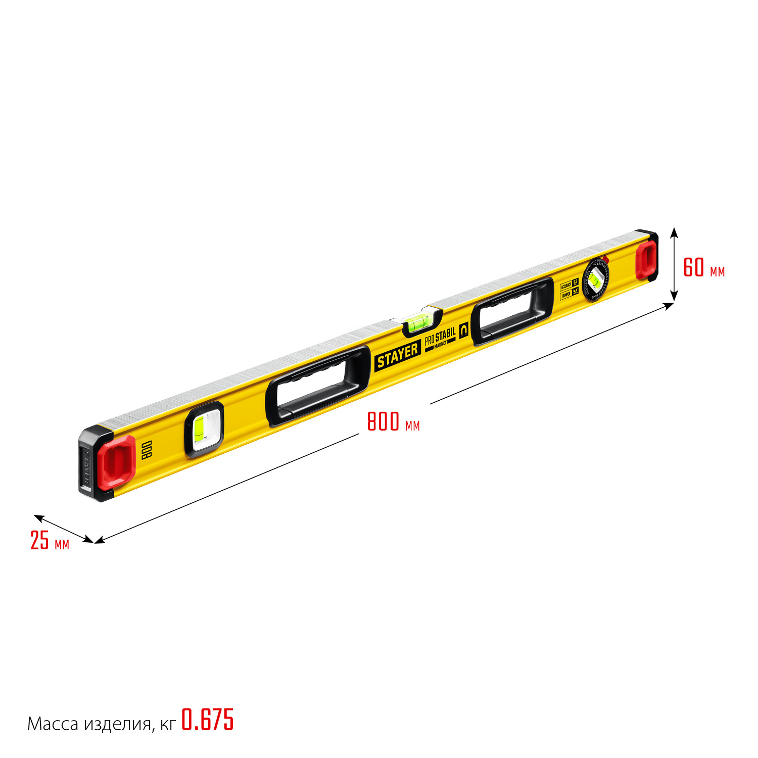 STAYER PRO STABIL, 800 мм, усиленный профиль, магнитный уровень с поворотным глазком, Professional (3480-080) — фото 9