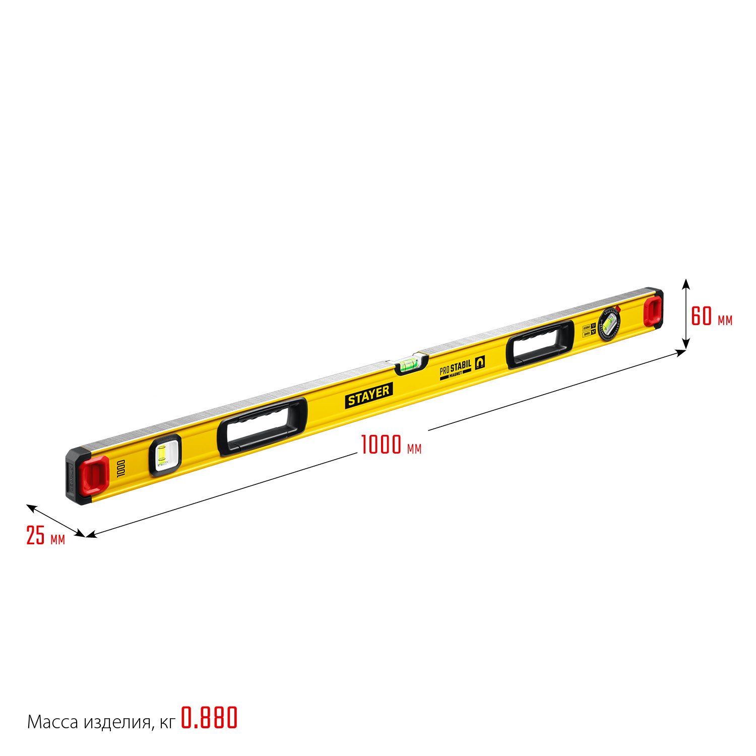 STAYER PRO STABIL, 1000 мм, усиленный профиль, магнитный уровень с поворотным глазком, Professional (3480-100) — фото 9