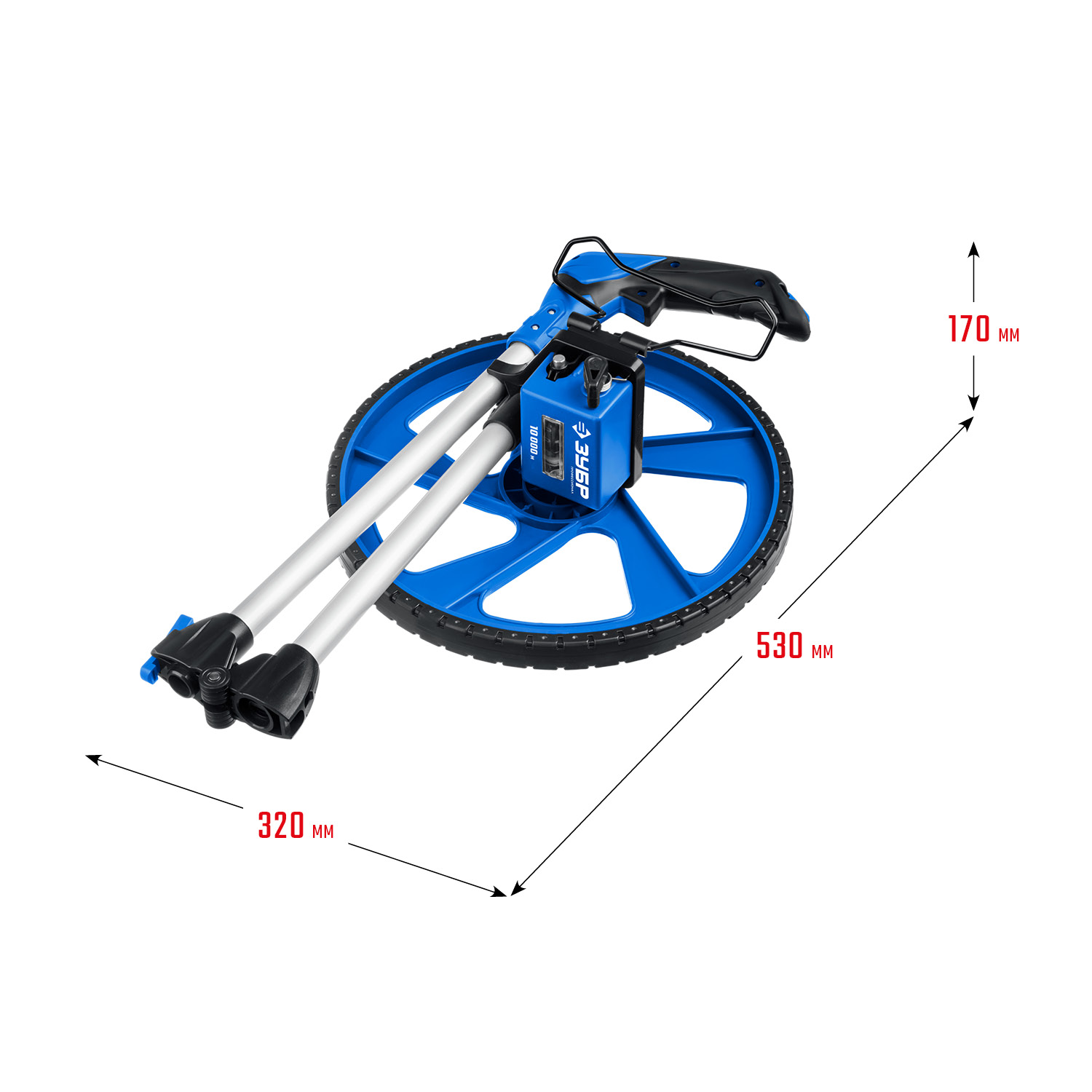 ЗУБР 0.1 - 9999 м, измерительное колесо, (курвиметр) со складной алюминиевой рукояткой, Профессионал (34880) — фото 8