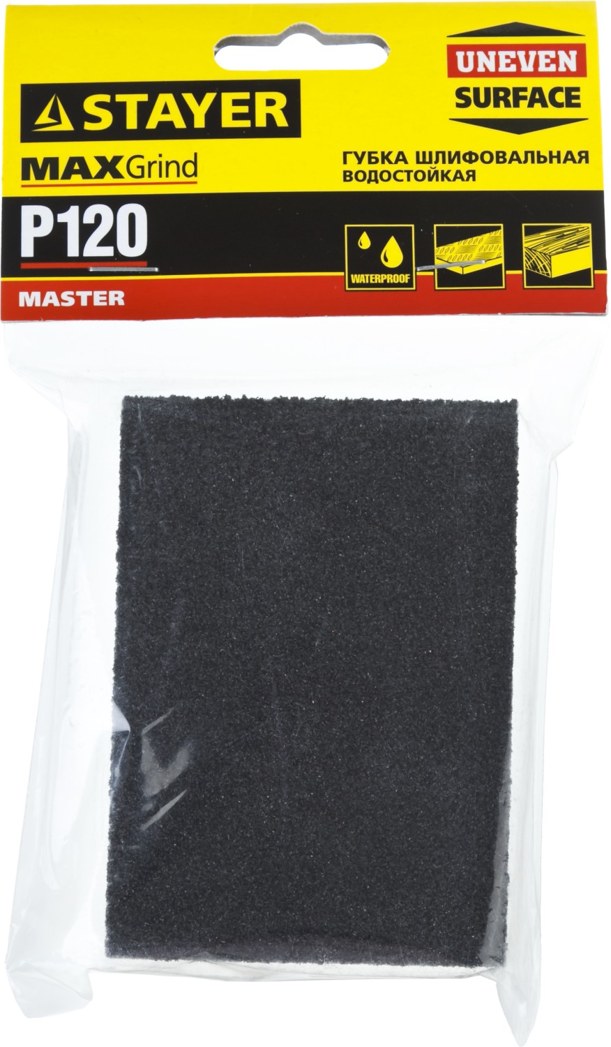 STAYER Р120, 100 х 68 х 26 мм, водостойкая, четырехсторонняя шлифовальная губка (3560-1) — фото 2
