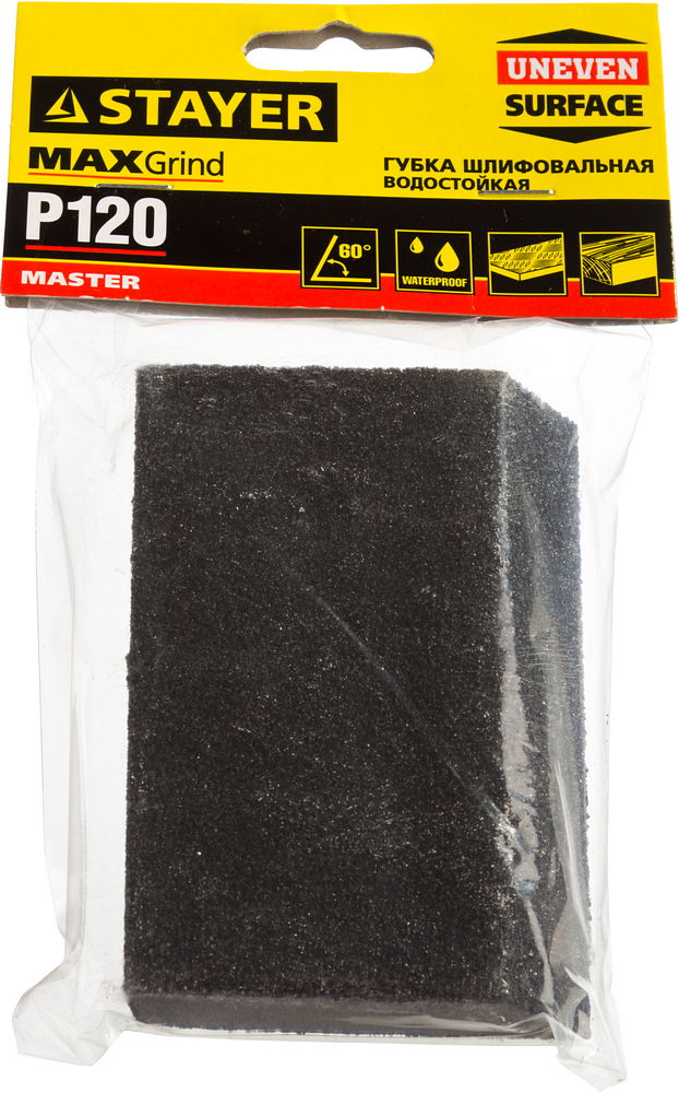 STAYER P120, 100 x 68 x 42 x 26 мм, водостойкая, четырехсторонняя шлифовальная губка (3561-120) — фото 2