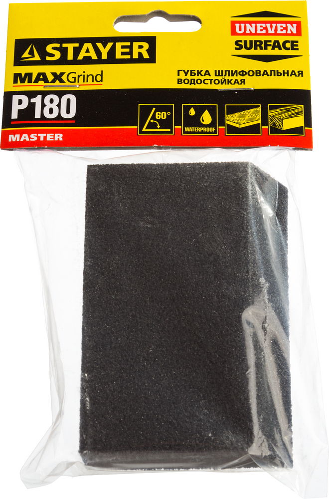 STAYER P180, 100 x 68 x 42 x 26 мм, водостойкая, четырехсторонняя угловая шлифовальная губка (3561-180) — фото 2