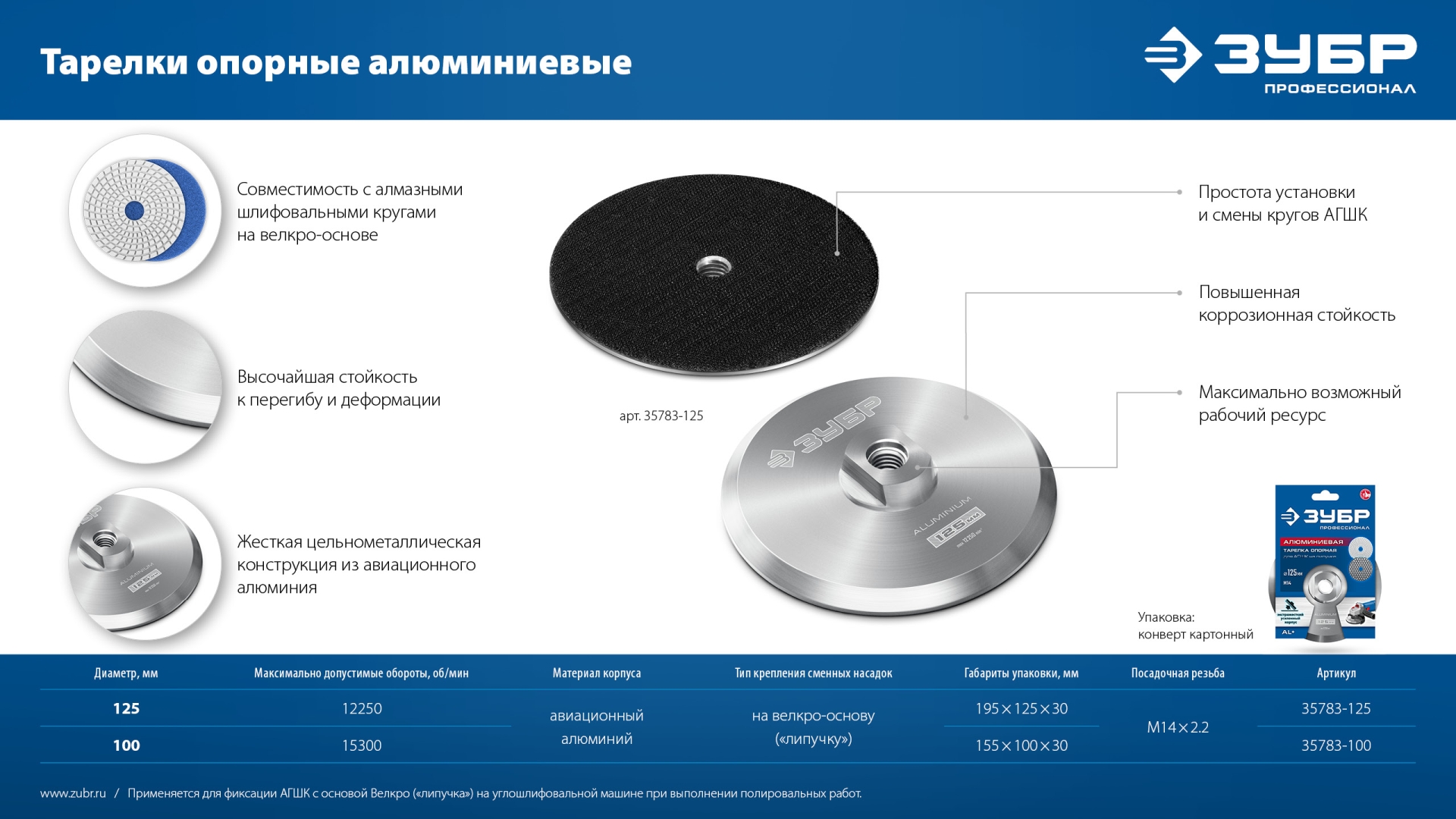ЗУБР d 100 мм, М14, держатель алюминиевый для АГШК, ПРОФЕССИОНАЛ (35783-100) — фото 8