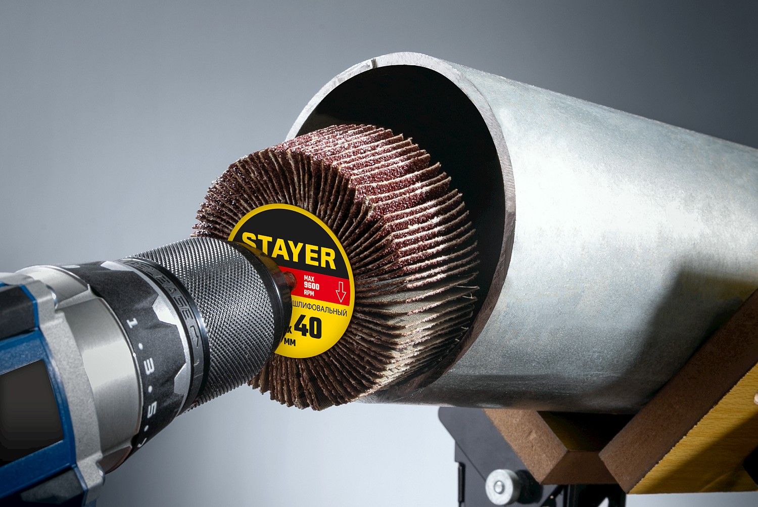STAYER d 30 x 15 мм, P120, на шпильке d 6 мм, круг шлифовальный лепестковый (36606-120) — фото 3