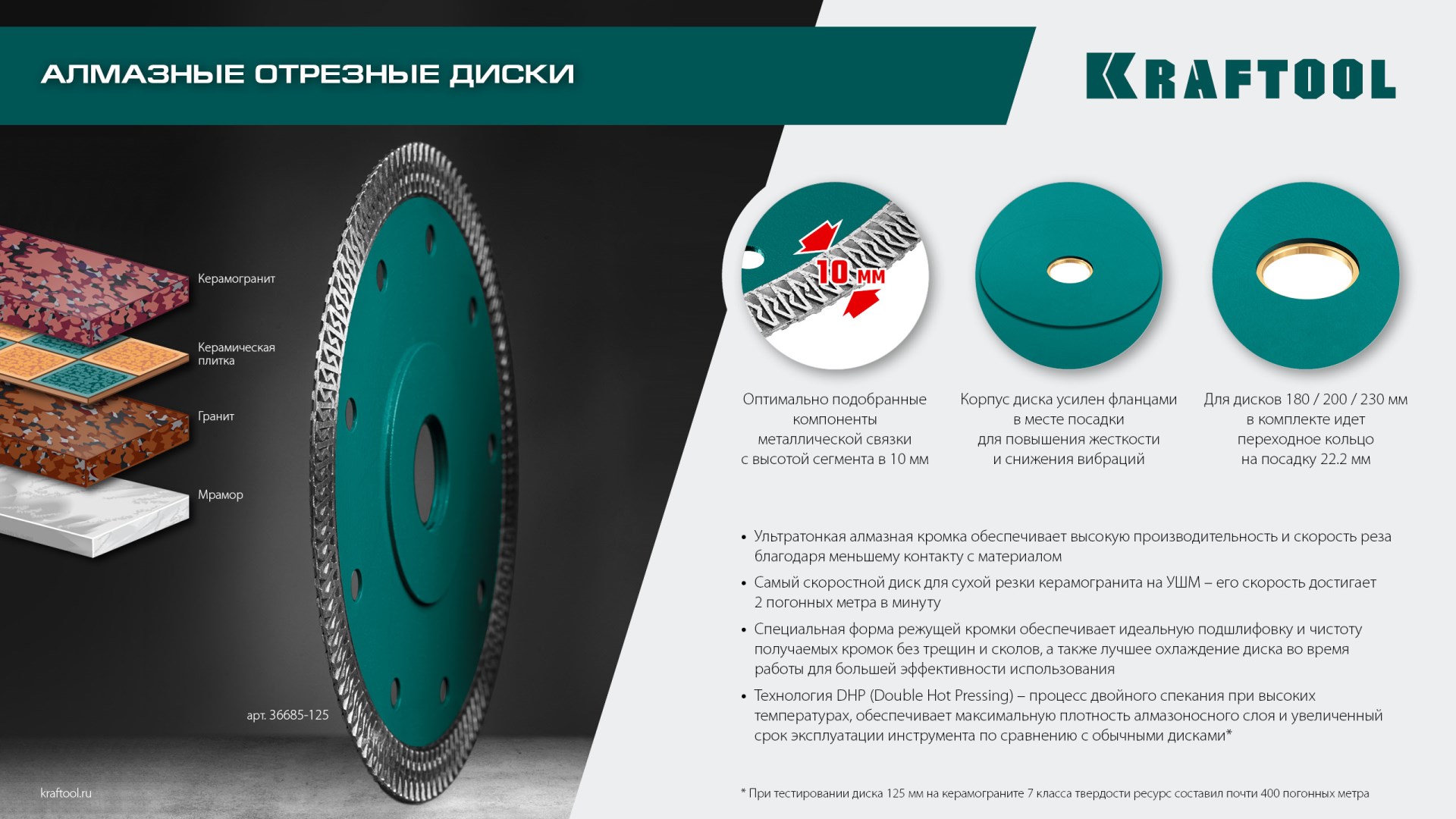 KRAFTOOL ULTRA-THIN 230х1.8 мм ультратонкий алмазный диск (36685-230) — фото 10