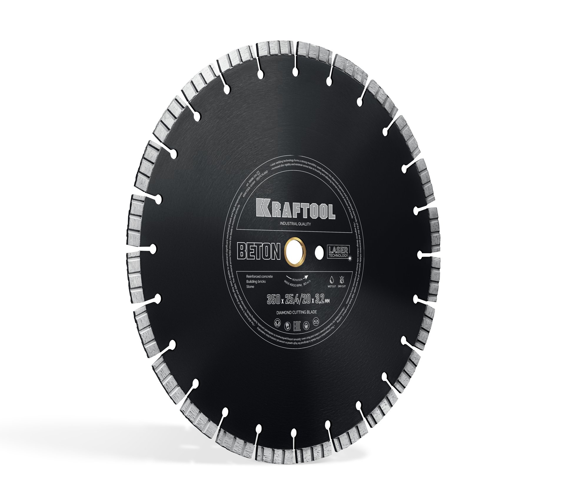 KRAFTOOL BETON 350 мм (25.4/20 мм, 12х3.2 мм), алмазный диск (36686-350)