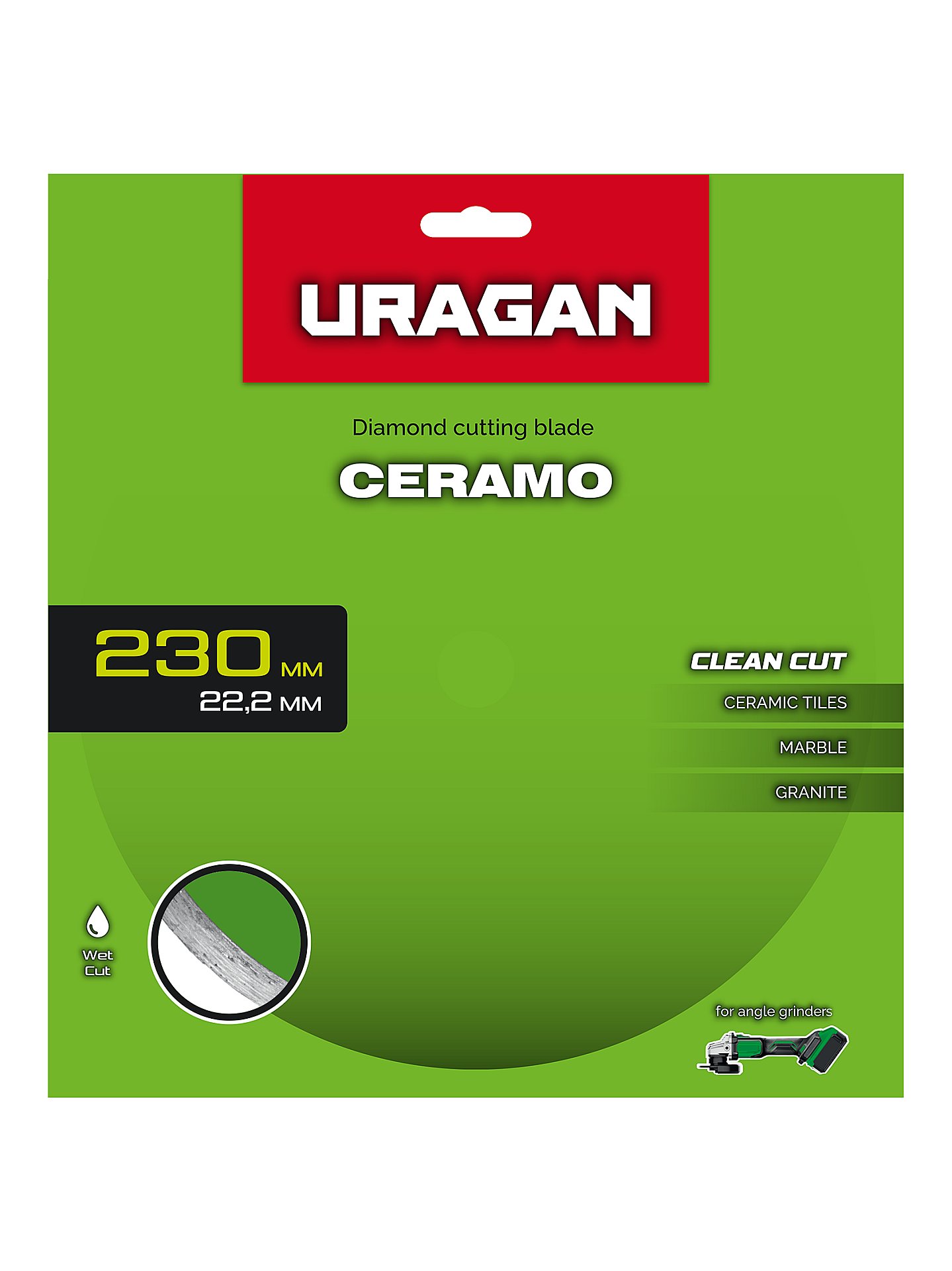 URAGAN CERAMO 230 мм, диск алмазный отрезной сплошной (36707-230) — фото 3