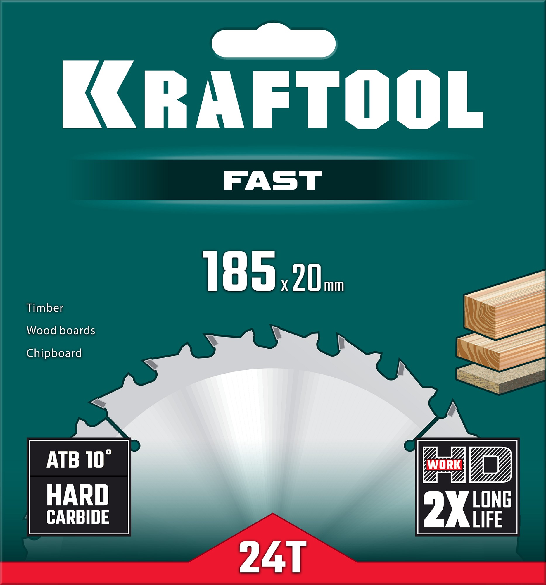 KRAFTOOL Fast, 185 х 20 мм, 24Т, пильный диск по дереву (36950-185-20) — фото 5