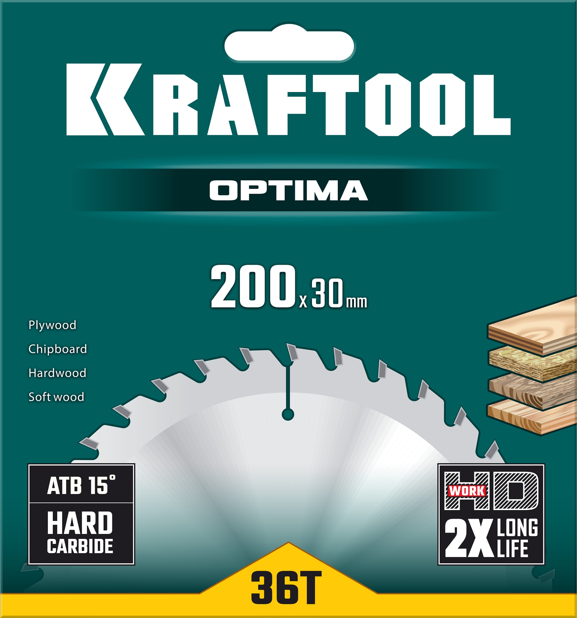 KRAFTOOL Optima, 200 х 30 мм, 36Т, пильный диск по дереву (36951-200-30) — фото 5