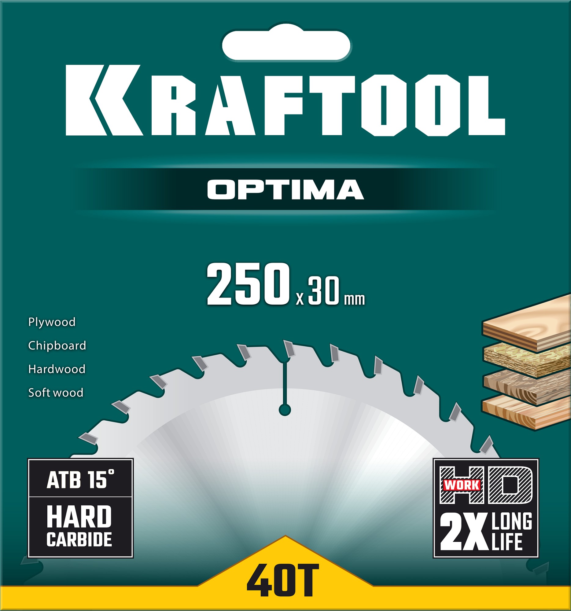 KRAFTOOL Optima, 250 х 30 мм, 40Т, пильный диск по дереву (36951-250-30) — фото 5
