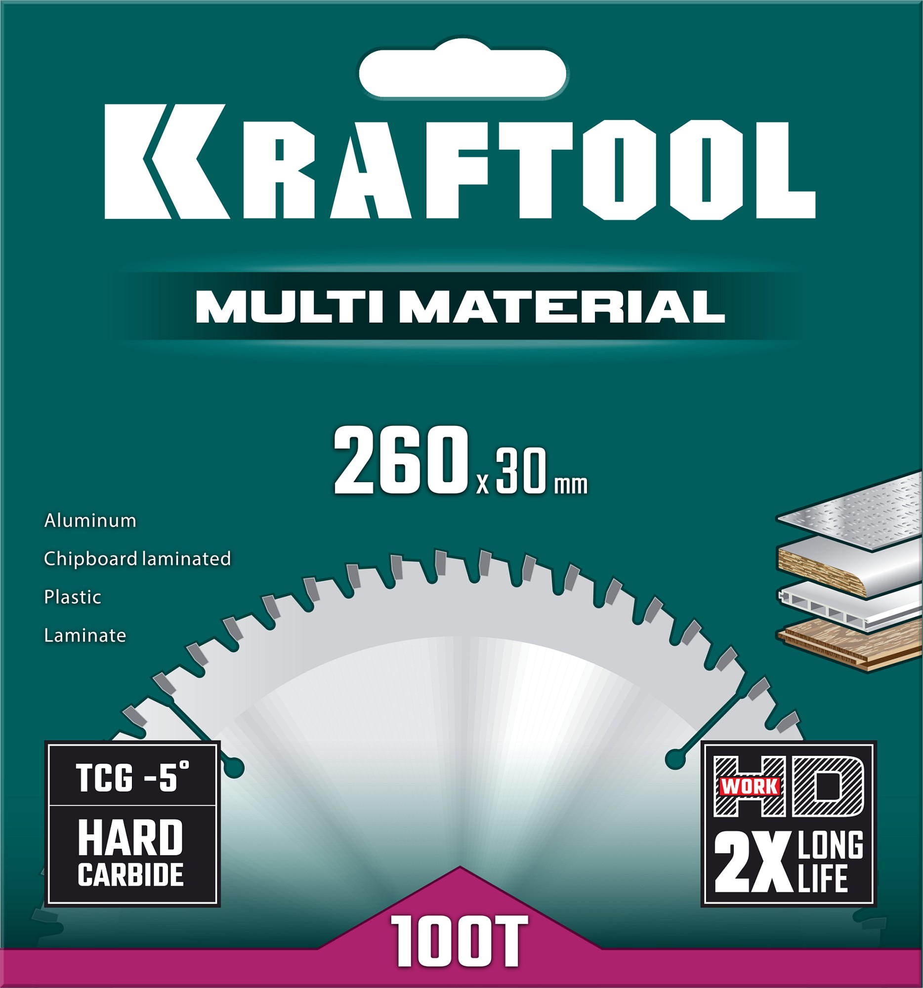 KRAFTOOL Multi Material, 260 х 30 мм, 100Т, пильный диск по алюминию (36953-260-30) — фото 5