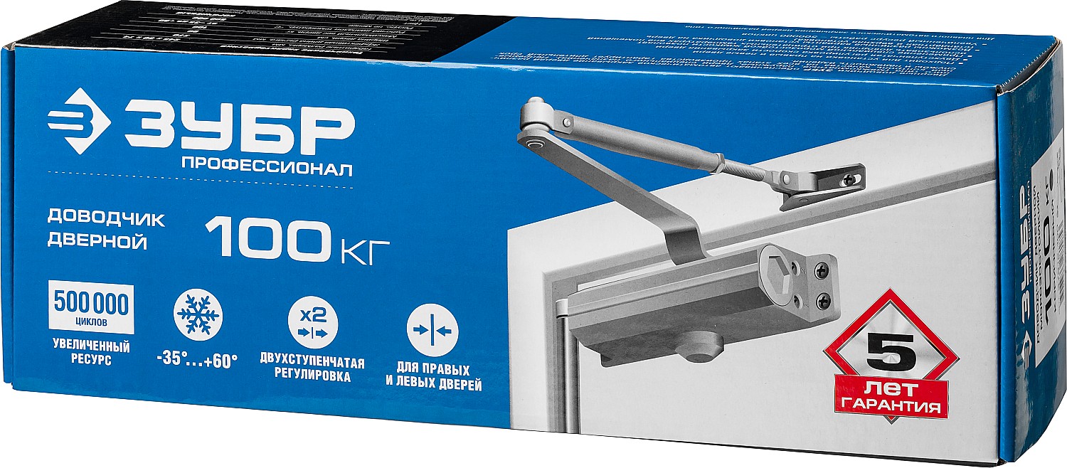 ЗУБР до 100 кг, цвет коричневый, дверной доводчик, Профессионал (37912-100) — фото 3