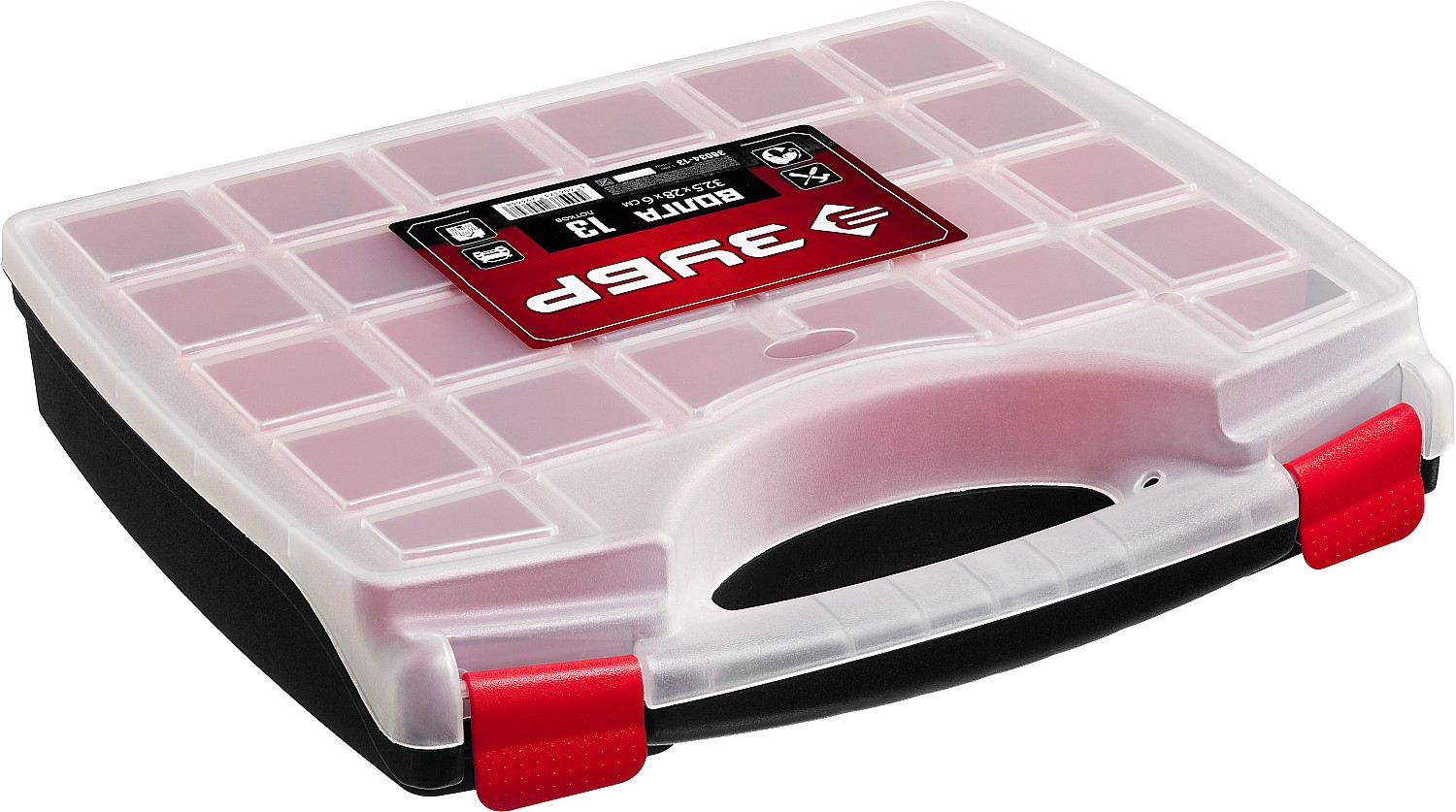 ЗУБР ВОЛГА-13, 325 х 280 х 60 мм, пластиковый органайзер с 13 съемными лотками (38034-13) — фото 2