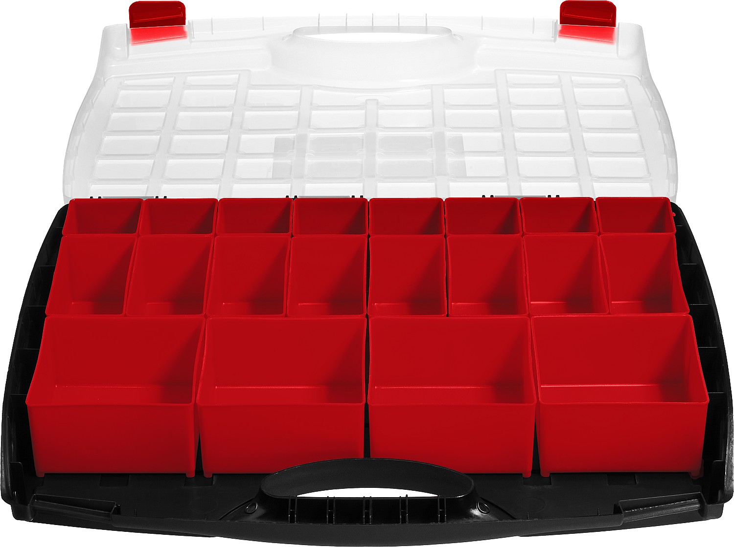 ЗУБР ВОЛГА-20, 425 х 330 х 60 мм, пластиковый органайзер с 20 съемными лотками (38034-20) — фото 4