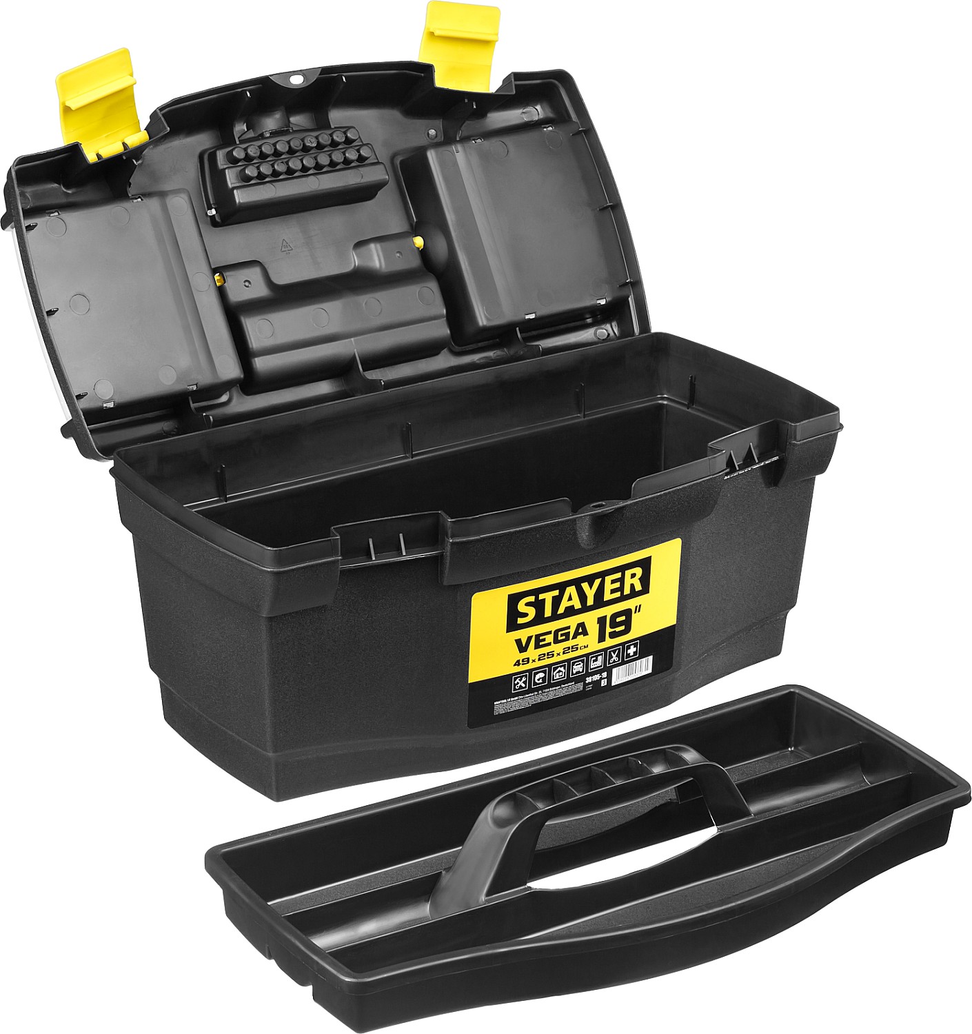 STAYER VEGA-19, 490 х 250 х 250 мм, (19″), пластиковый ящик для инструментов (38105-18) — фото 2