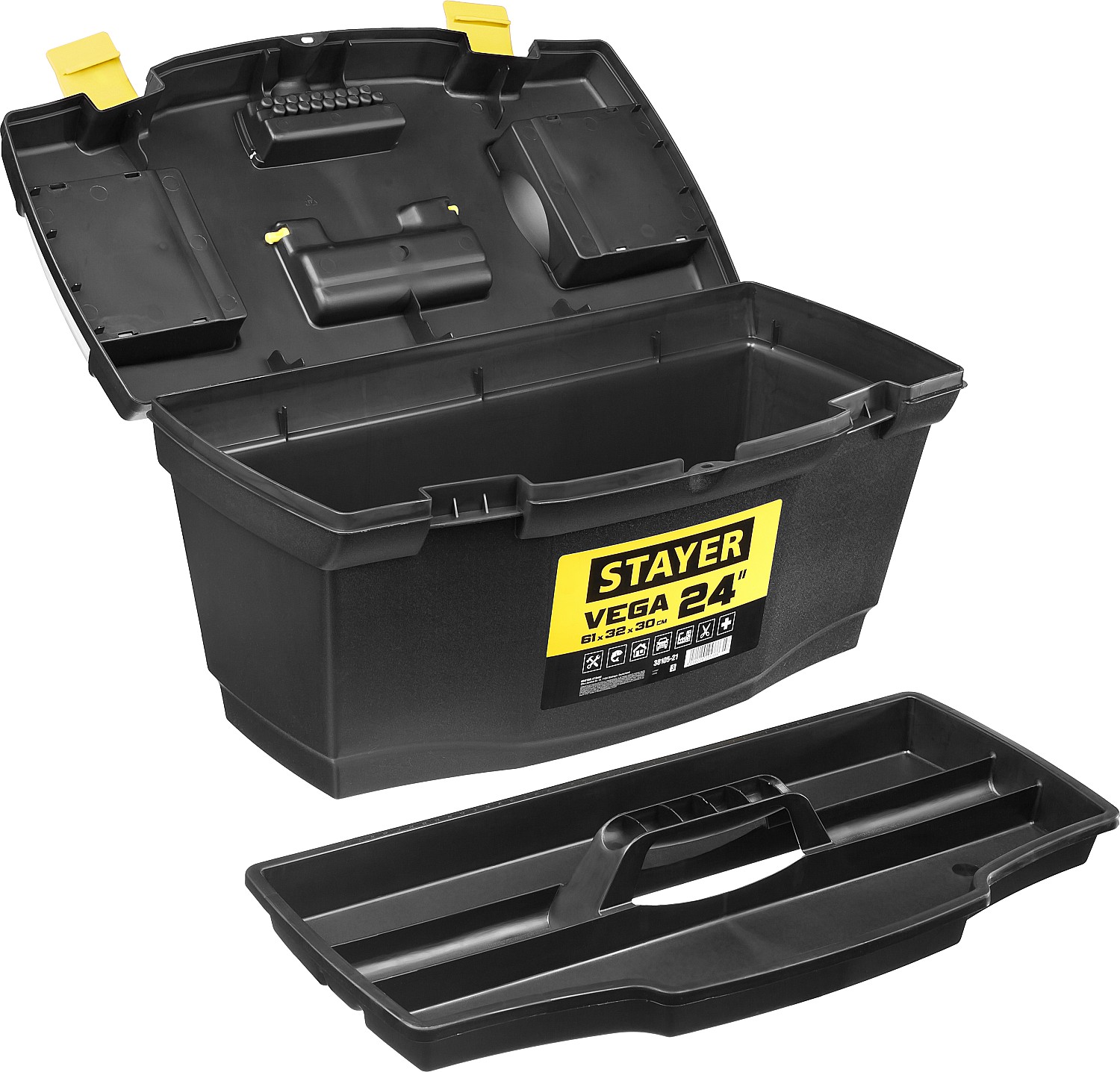 STAYER VEGA-24, 610 х 320 х 300 мм, (24″), пластиковый ящик для инструментов (38105-21) — фото 2