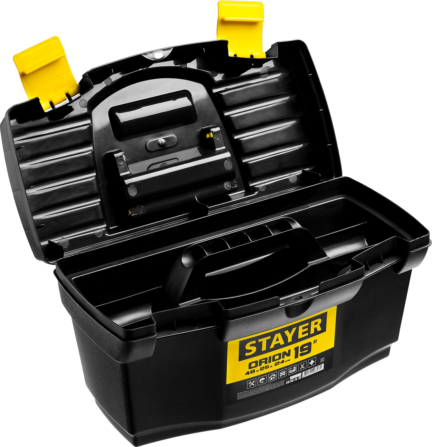 STAYER ORION-19, 480 х 250 х 240 мм, (19″), пластиковый ящик для инструментов (38110-18) — фото 2