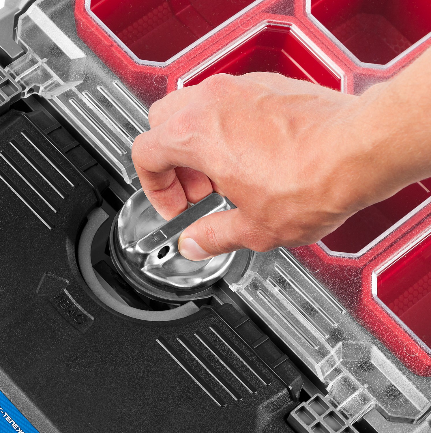 ЗУБР МЕГАБОКС-24, 616 х 378 х 415 мм, (24″), пластиковый ящик-тележка для инструментов, Профессионал (38133-24) — фото 13