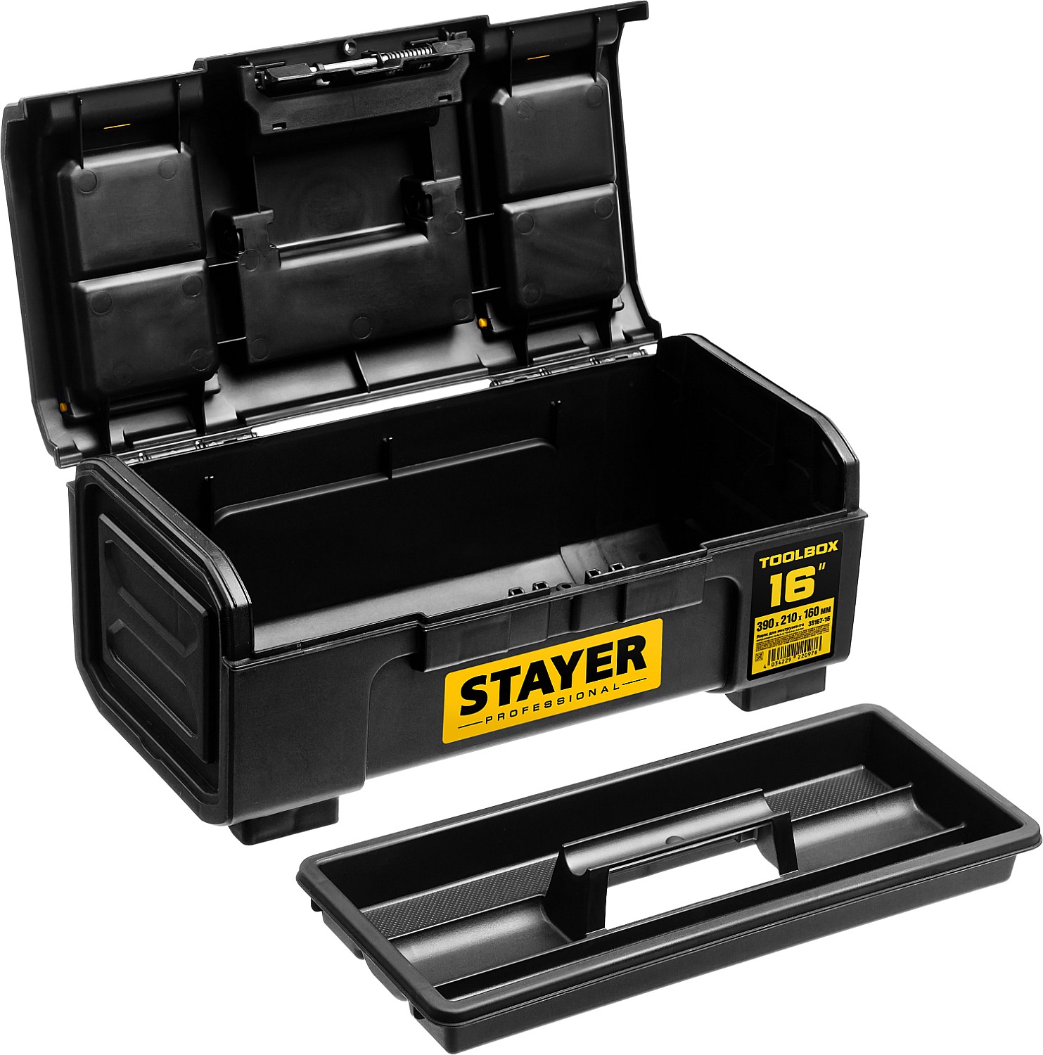 STAYER TOOLBOX-16, 390 х 210 х 160, пластиковый ящик для инструментов, Professional (38167-16) — фото 3