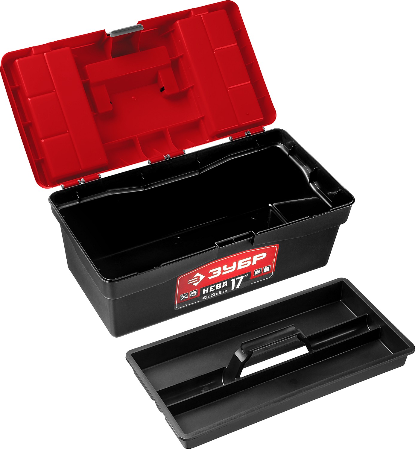 ЗУБР НЕВА-17, 420 х 220 х 180 мм, (17″), пластиковый ящик для инструментов (38323-17) — фото 4