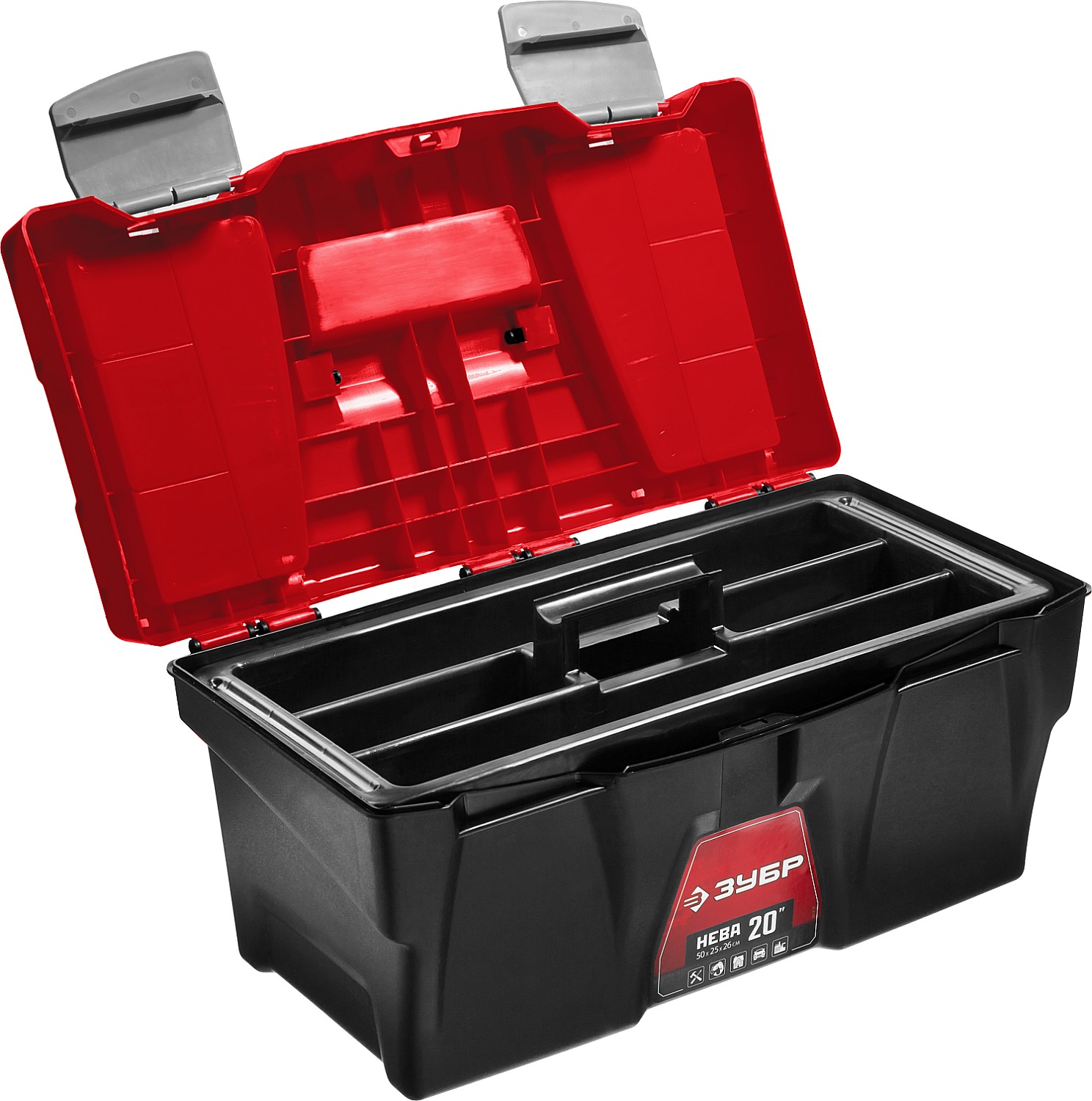ЗУБР НЕВА-20, 500 х 250 х 260 мм, (20″), пластиковый ящик для инструментов (38323-20) — фото 3