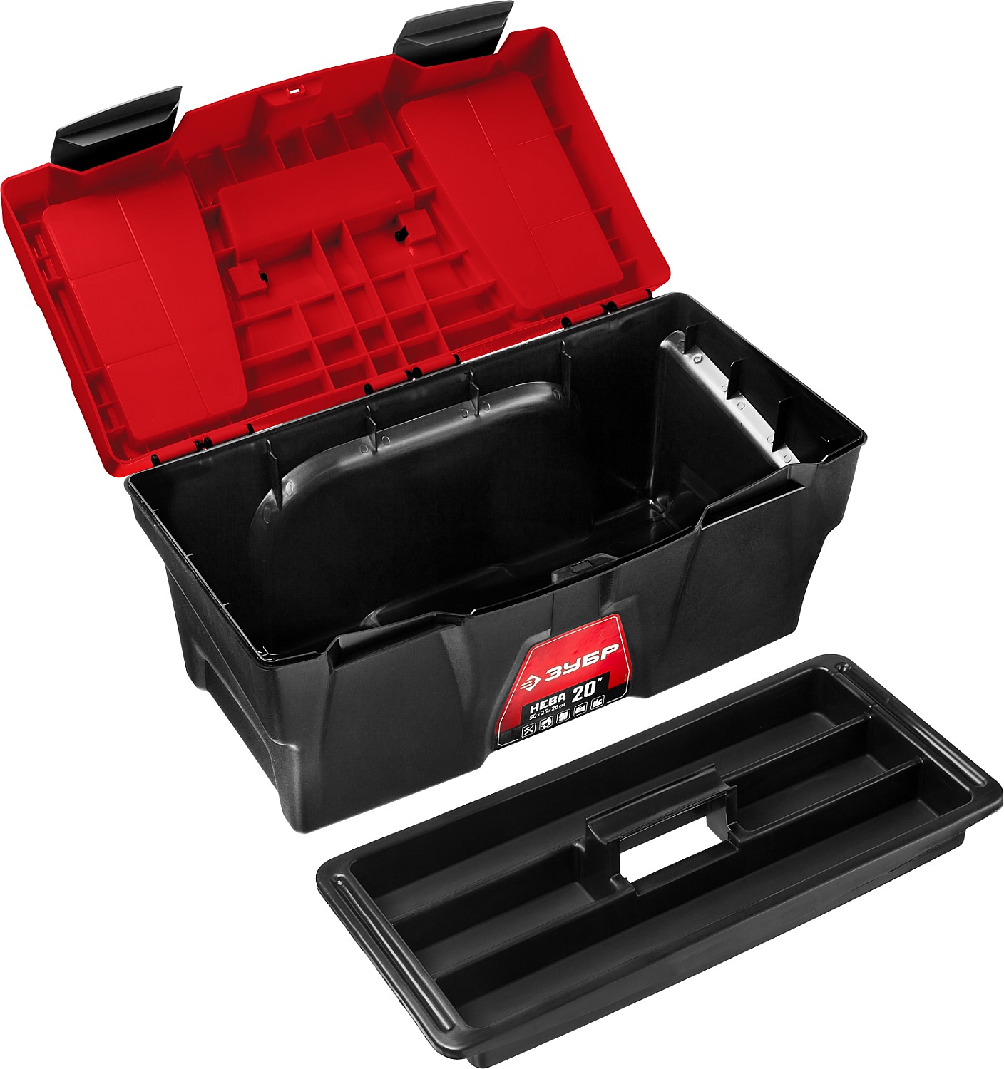 ЗУБР НЕВА-20, 500 х 250 х 260 мм, (20″), пластиковый ящик для инструментов (38323-20) — фото 4