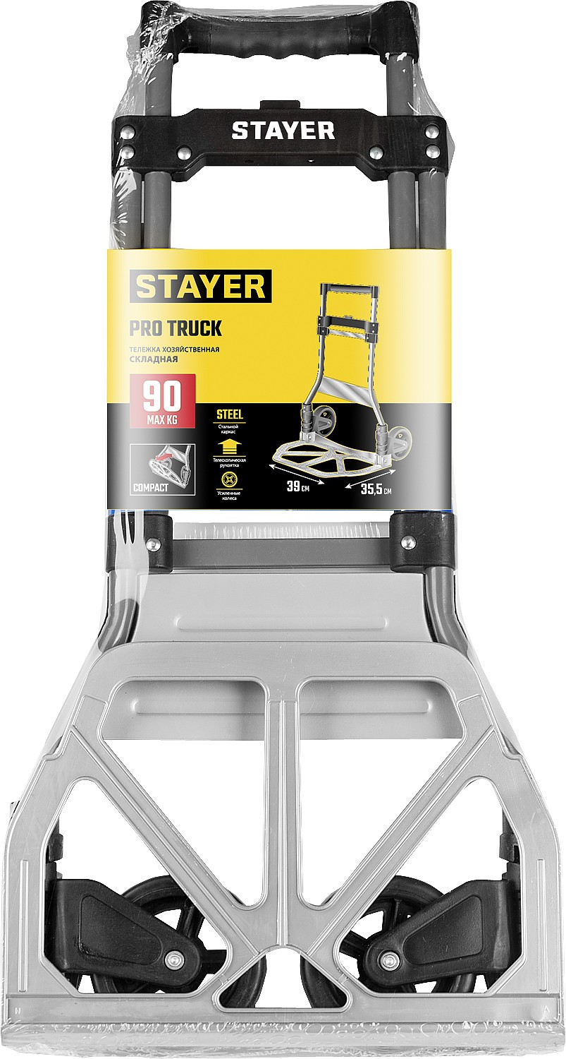 STAYER PROTruck, до 90кг, каркас из стали, платформа из алюминия, платформа 39х28см, колеса d13см, вес 4кг, складная хозяйственная тележка (38755-90) — фото 5