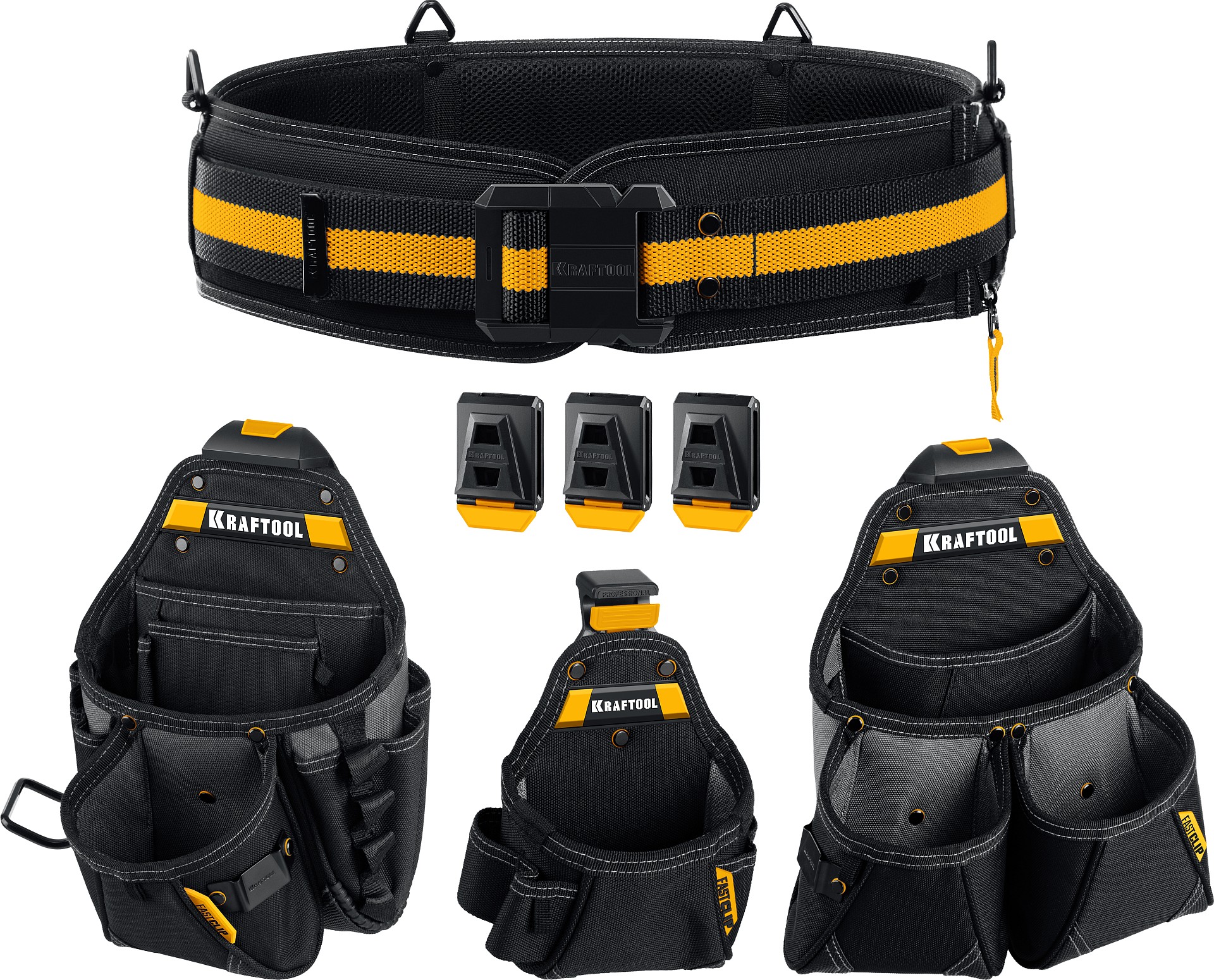 KRAFTOOL KBS-4 пояс монтажника, в комплекте: пояс монтажника и 3 сумки (38760-4) — фото 2