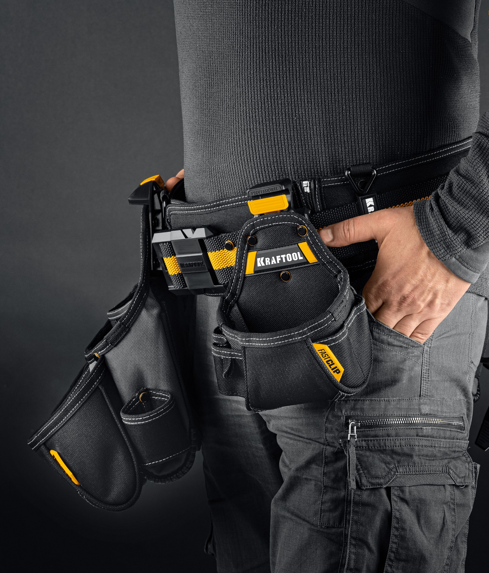 KRAFTOOL KBS-4 пояс монтажника, в комплекте: пояс монтажника и 3 сумки (38760-4) — фото 12