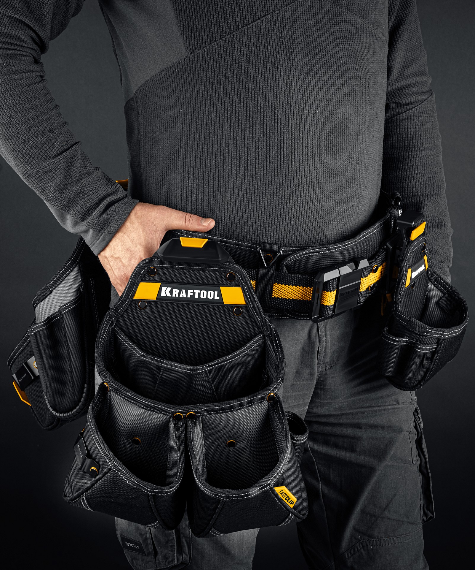 KRAFTOOL KBS-4 пояс монтажника, в комплекте: пояс монтажника и 3 сумки (38760-4) — фото 10