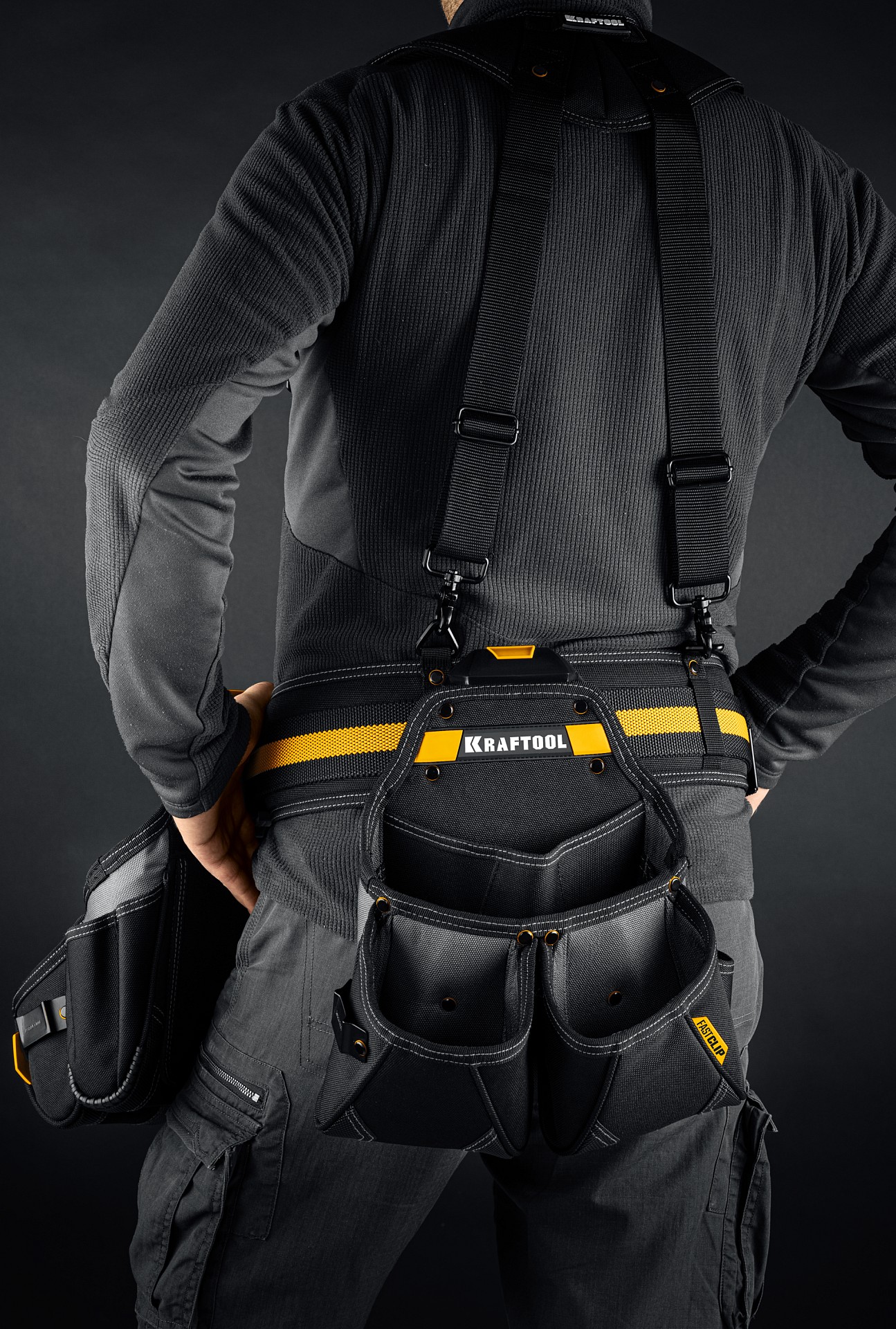 KRAFTOOL KBS-5 пояс монтажника, в комплекте: пояс монтажника, подтяжки и 3 сумки (38760-5) — фото 11