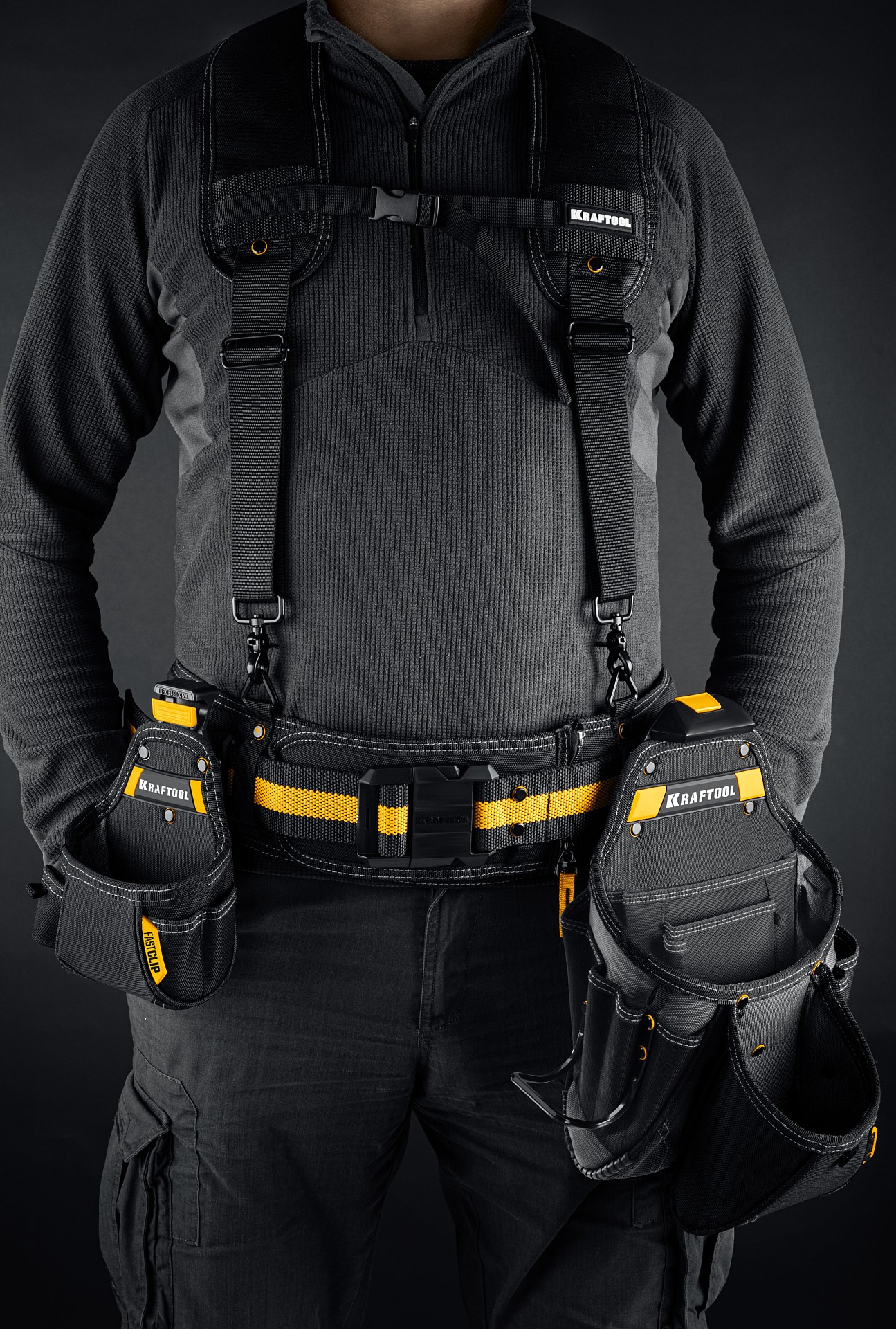 KRAFTOOL KBS-5 пояс монтажника, в комплекте: пояс монтажника, подтяжки и 3 сумки (38760-5) — фото 12
