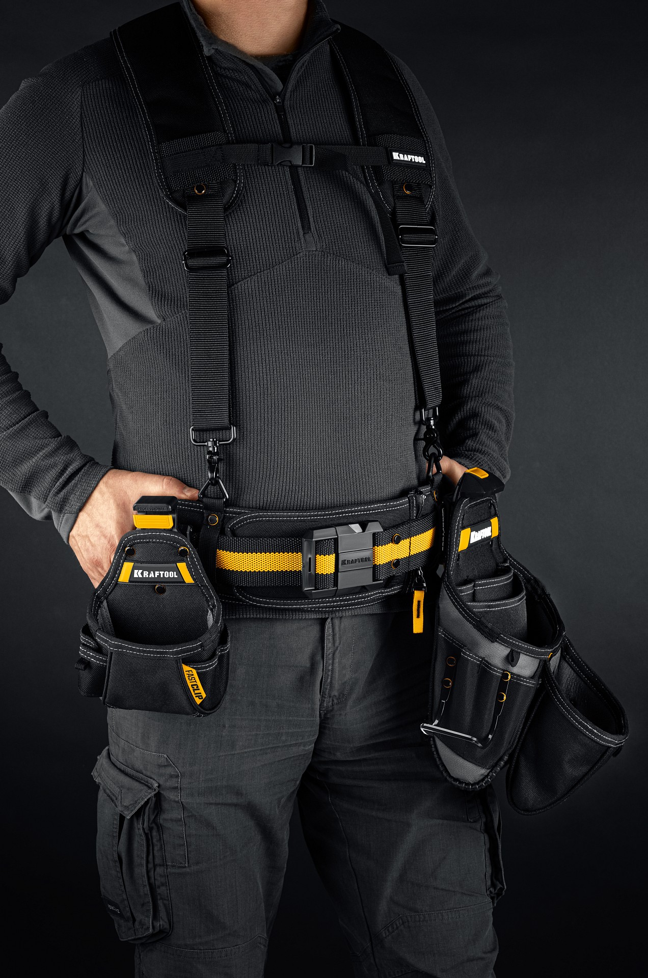 KRAFTOOL KBS-5 пояс монтажника, в комплекте: пояс монтажника, подтяжки и 3 сумки (38760-5) — фото 10