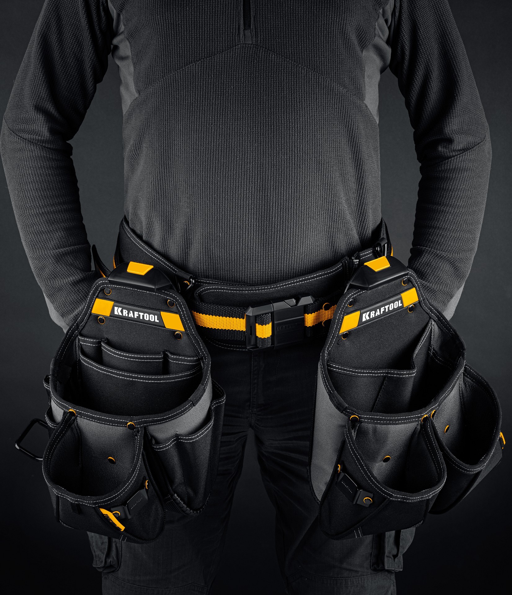 KRAFTOOL KBS-3L пояс монтажника, в комплекте: пояс монтажника и 2 большие сумки (38761) — фото 10