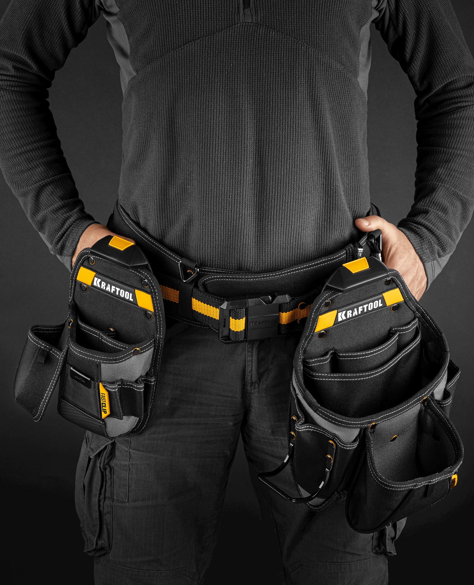 KRAFTOOL KBS-3 пояс монтажника, в комплекте: пояс монтажника, большая сумка, малая сумка (38762) — фото 8