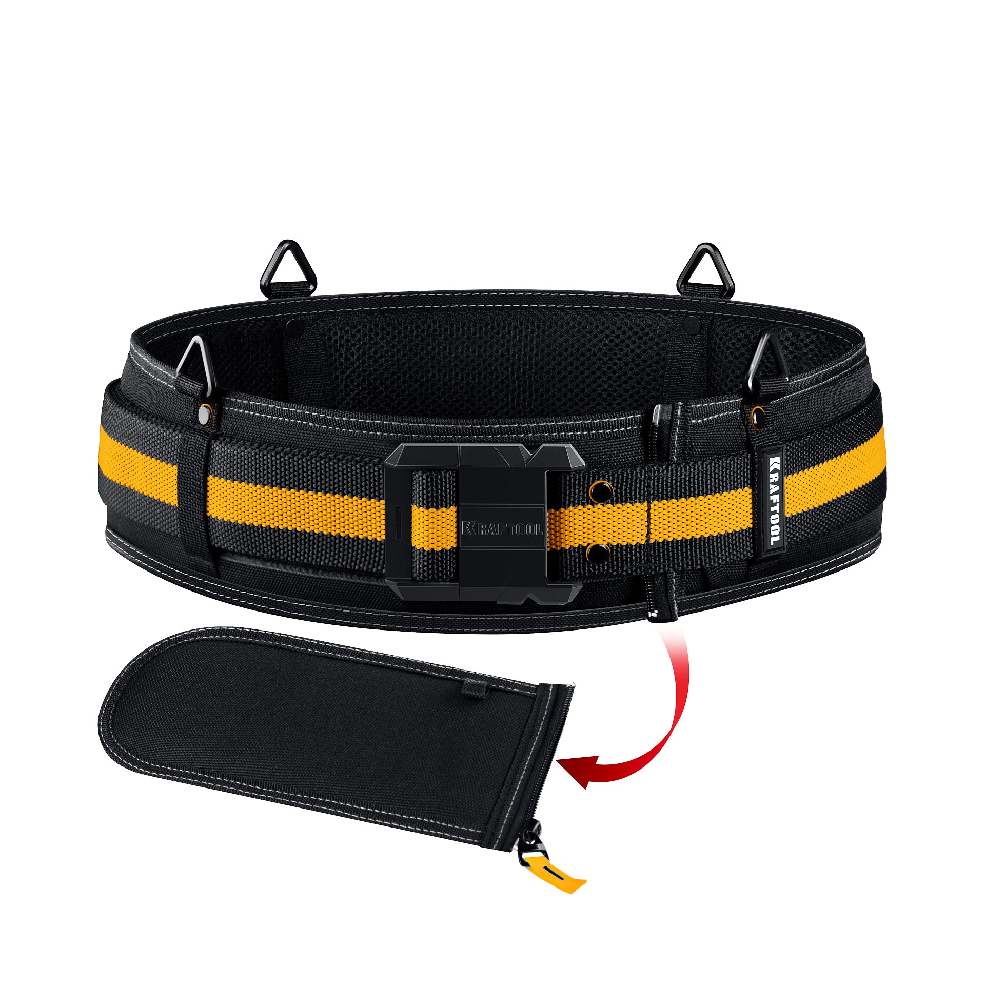 KRAFTOOL KB-2 пояс монтажника, для сумок с быстросъёмным креплением FastClip, 80-122 см, широкий кушак (38763) — фото 2