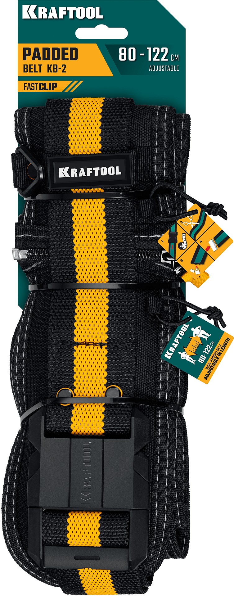 KRAFTOOL KB-2 пояс монтажника, для сумок с быстросъёмным креплением FastClip, 80-122 см, широкий кушак (38763) — фото 6