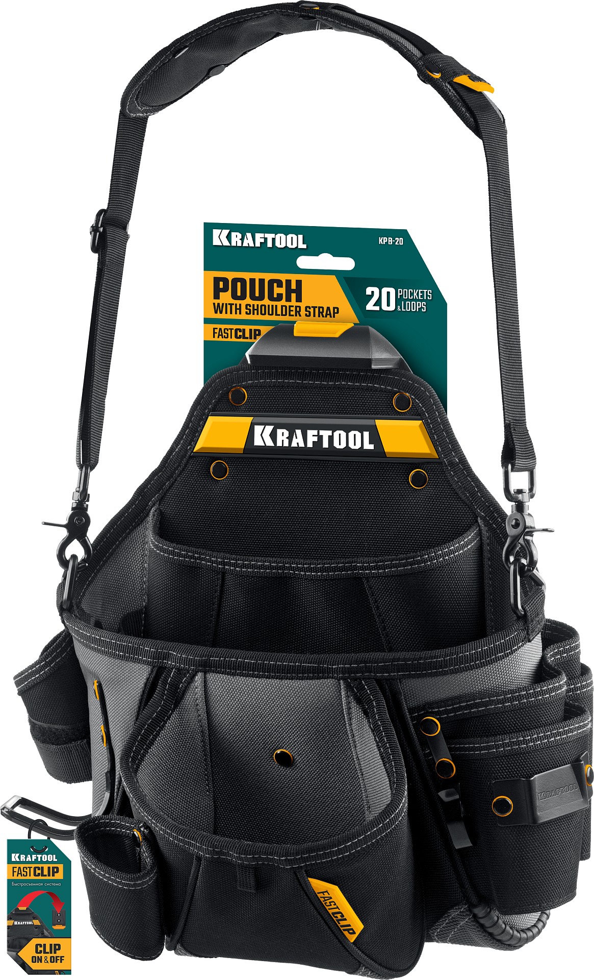 KRAFTOOL KPB-20 поясная сумка с быстросъёмным креплением FastClip, 320 х 310 мм (38767) — фото 10