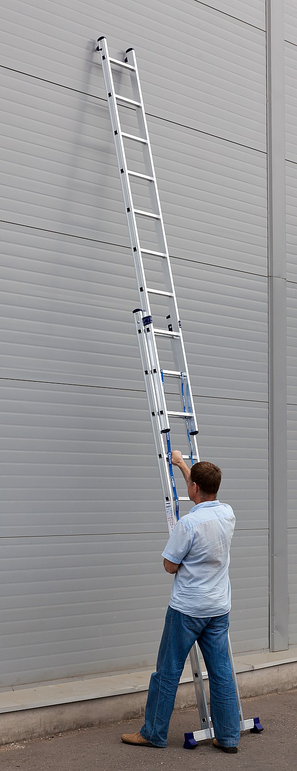 СИБИН, 10 ступеней, со стабилизатором, алюминиевая, двухсекционная лестница (38823-10) — фото 3