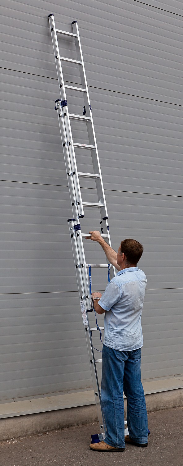 СИБИН 7 ступеней, со стабилизатором, алюминиевая, трехсекционная лестница (38833-07) — фото 7