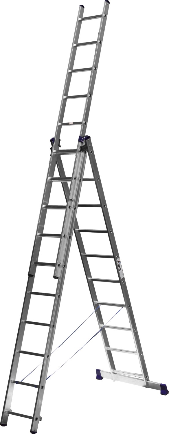 СИБИН 10 ступеней, со стабилизатором, алюминиевая, трехсекционная лестница (38833-10) — фото 2