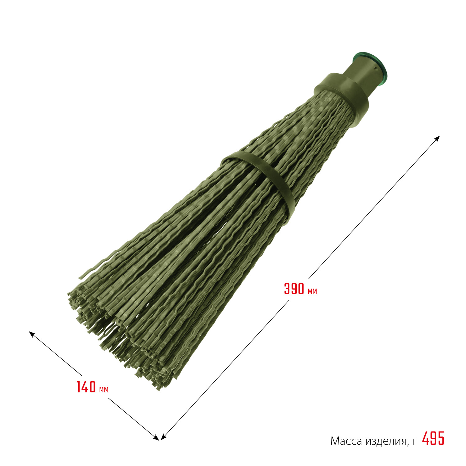 СИБИН 440 х 190 мм, полипропилен, коническое резьбовое соединение, круглая, с фиксирующим ободом, пластиковая метла (39223) — фото 4