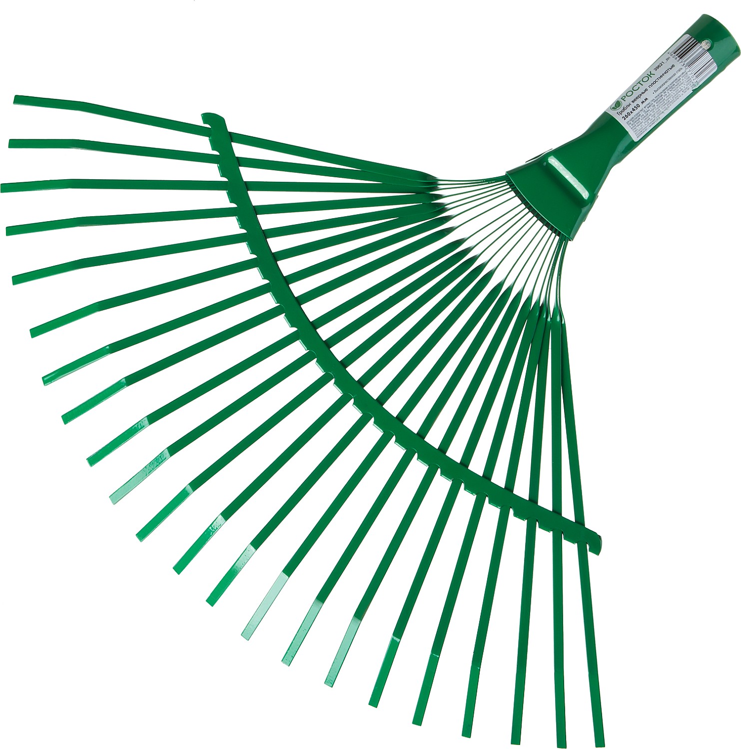 РОСТОК PB-22L, 385 х 450 мм металлические, пластинчатые, без черенка, веерные грабли (39621) — фото 3
